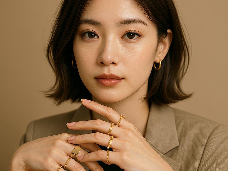 "指輪をたくさんつける女性"のための おしゃれな付け方・重ね付けテクニック